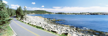 Road Passing through a Landscape, Park Loop Road, Atlantic Ocean, Acadia National Park, Maine, USA