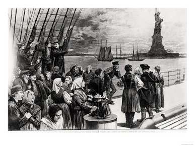 New York, Welcome to the Land of Freedom, an Ocean Steamer Passing the Statue of Liberty