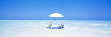 Beach, Ocean, Water, Parasol and Chairs, Maldives