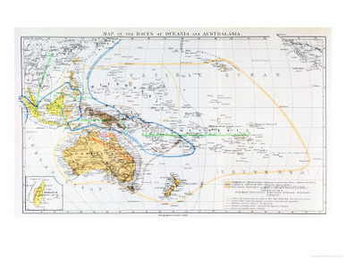 Map of the Races of Oceania and Australasia, from The History of Mankind