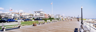 Tourist Walking on the Boardwalk, Ocean Grove, New Jersey, USA