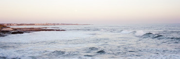 Moon over the Sea, Newort Brenton Point, Atlantic Ocean, Rhode Island, USA