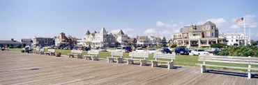 Empty Benches on a Boardwalk, Ocean Grove, New Jersey, USA