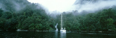 Yacht in the Ocean, Fiordland National Park, South Island, New Zealand