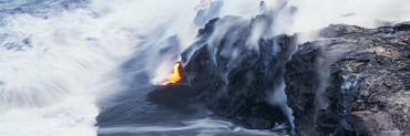 Lava Flowing Into the Pacific Ocean, Volcano National Park, Hawaii, USA