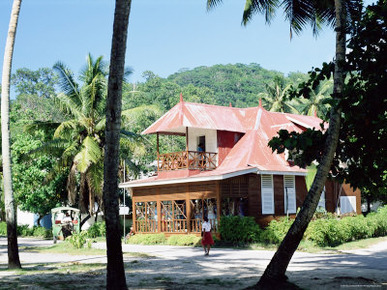 Large House in Village, West Coast, Island of La Digue, Seychelles, Indian Ocean, Africa