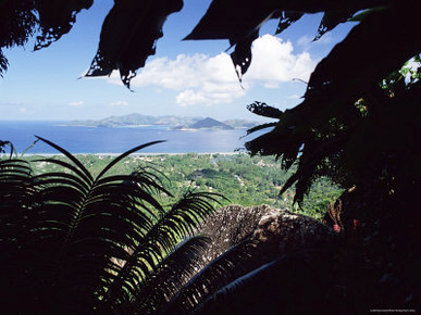 View from Heights of Belle Vue, West Coast, Island of La Digue, Seychelles, Indian Ocean, Africa