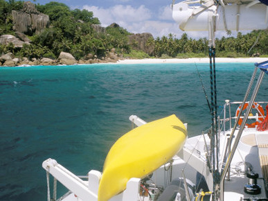 Catamaran Lagoon 570, Island of Praslin, Seychelles, Indian Ocean, Africa