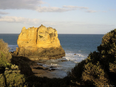 Lone Volcanic Rock Stack off the Coast at Aireys Inlet, Great Ocean Road, Victoria, Australia