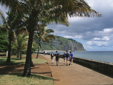 Walking Along Le Barachois, the Main Promenade, St. Denis, Reunion, Indian Ocean, Africa