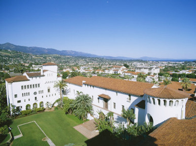 View Over Courthouse Towards the Ocean, Santa Barbara, California, USA