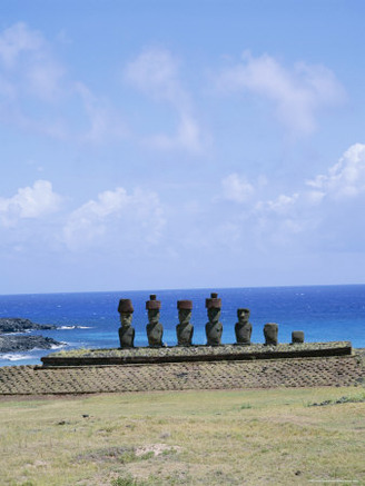 Beach with Nau Nau, Easter Island, Pacific Ocean, Chile, South America