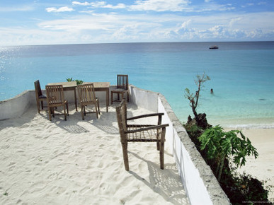 Balcony Overlooking Indian Ocean, Nungwi Beach, Island of Zanzibar, Tanzania, East Africa, Africa