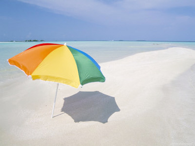 Umbrella and Sandbar, North Male Atoll, Maldives, Indian Ocean