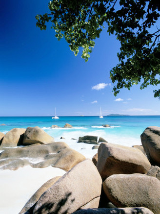 Beach, Anse Lazio, Island of Praslin, Seychelles, Indian Ocean, Africa