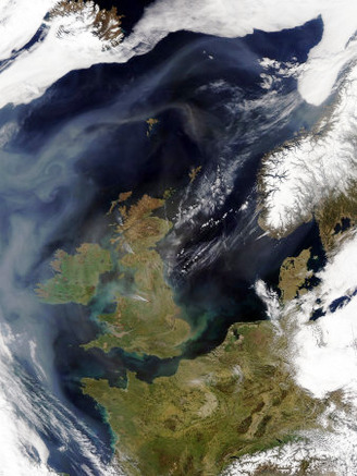 A Mixture of Dust from the Sahara Desert, Air Pollution, and Smoke Lingers Over the Atlantic Ocean