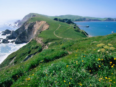 Chimney Rock Dividing Drakes Bay and the Pacific Ocean, Point Reyes National Seashore, California